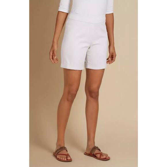 Soft Surroundings Womens White Pull On Shorts 5 Inch Inseam Sz S | Neutral Basic - Picture 1 of 12
